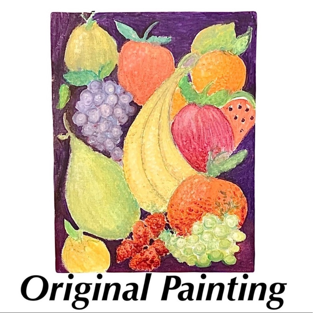 HAND CRAFTED Original Acrylic Painting “Summer Fruits” on Flat Panel Canvas